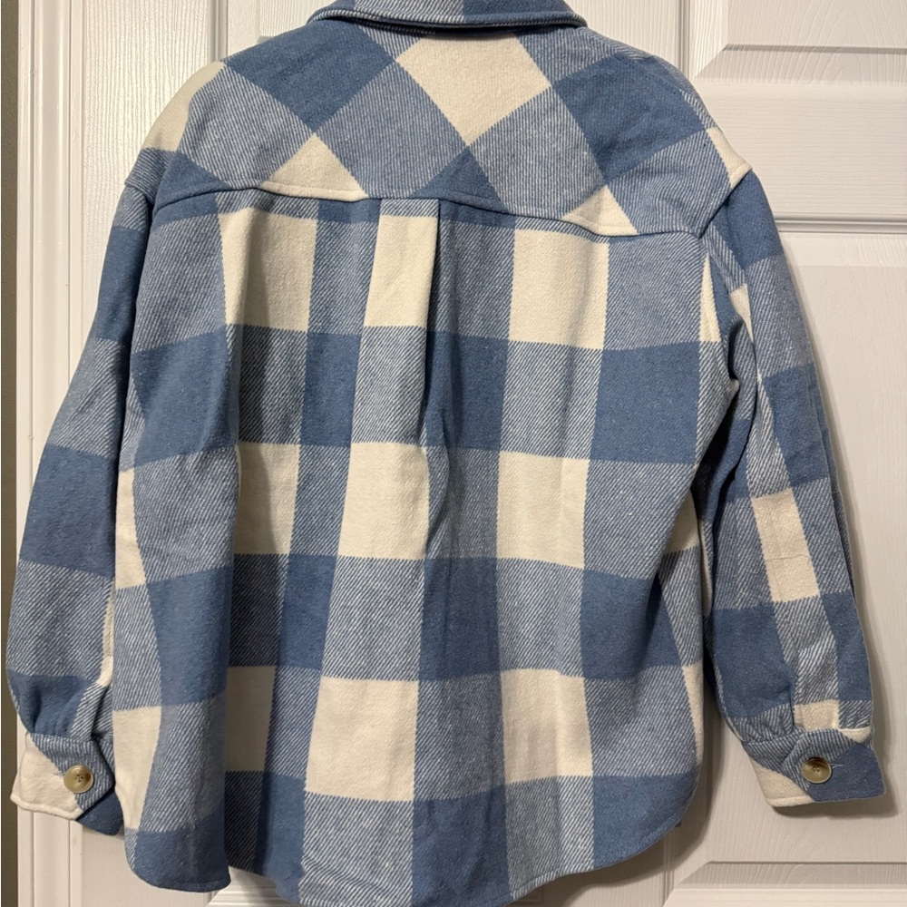 OTT NWT Blue and Cream Plaid Shacket- S/M, M/L - Picture 6 of 7